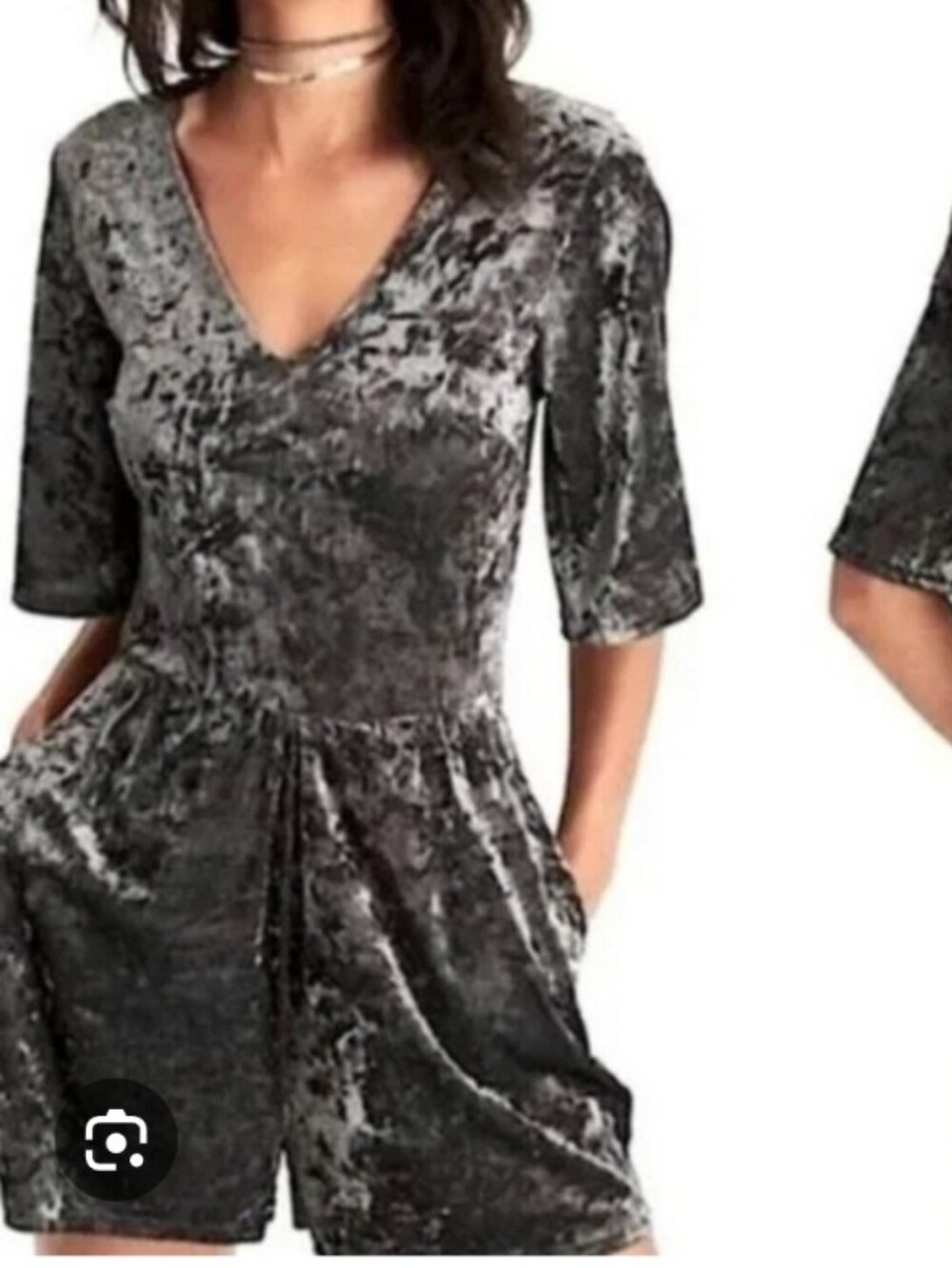 American Eagle Crushed Velvet Romper